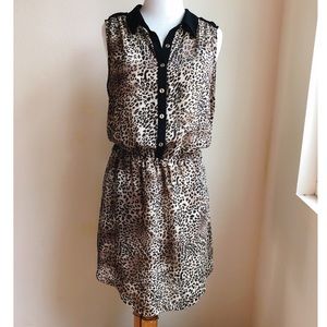 Guess Jeans Leopard Print Shirt Dress w/ Pockets